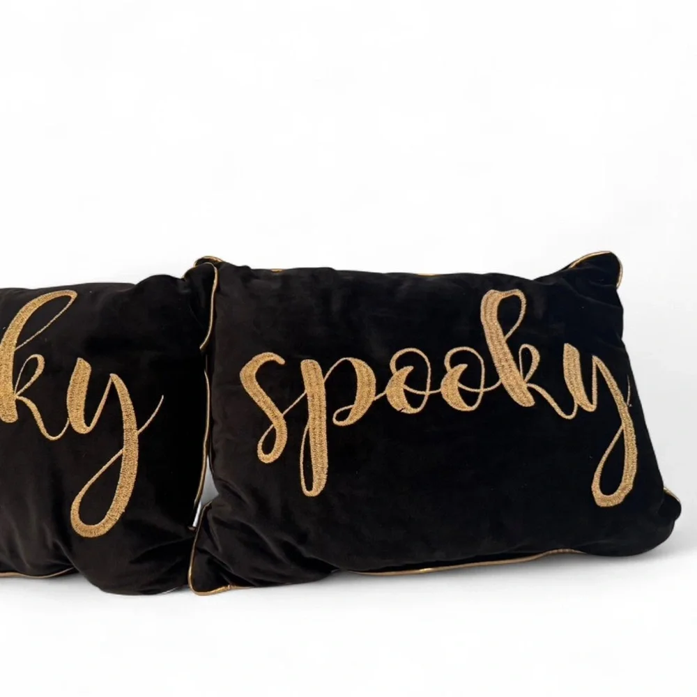 Elegant Black‎ and Gold 'Spooky' Holiday Pillows